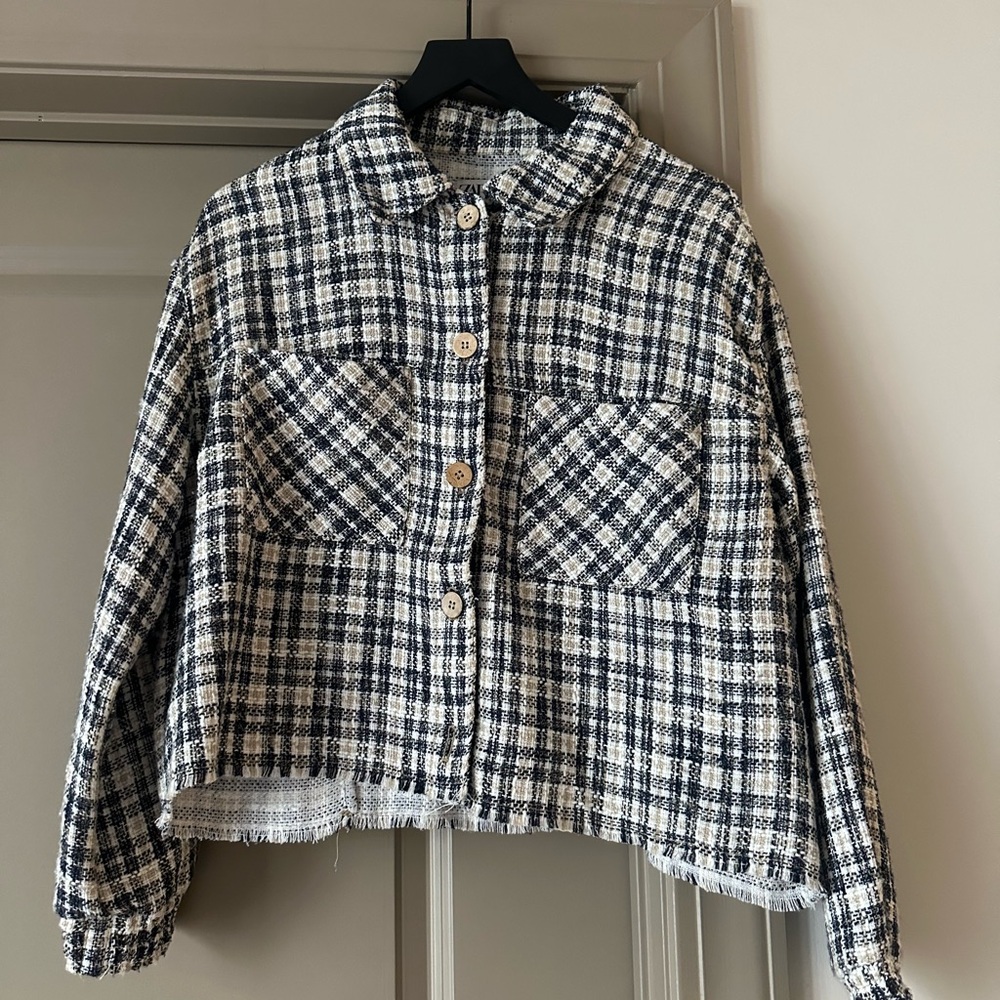 Zara Black and White Textured Jacket